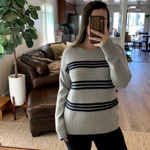 FRAME Wool Cashmere Grey Chunky Knit Basketweave Pullover Sweater S